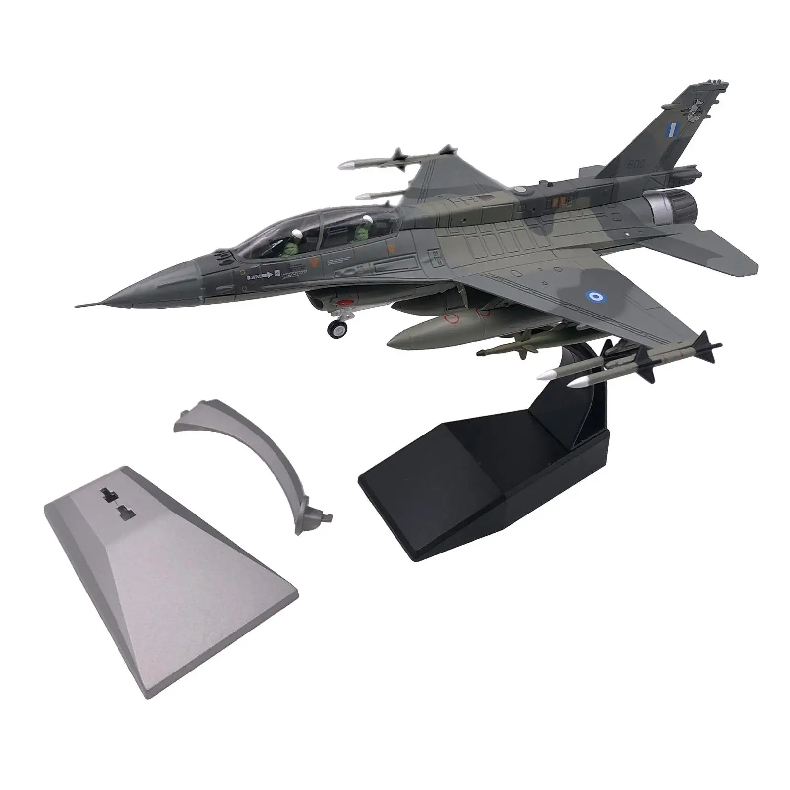 Alloy 1/72 F16D Fighter Model Oornament with Display Base for Home Bookshelf