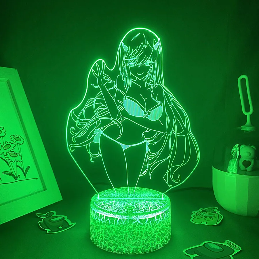 Anime Zero Two Figure 3D LED Neon Nightlights Birthday Gift for Friends Otaku Bedroom Table Decor Manga Sexy Girl 02 Lava Lamp