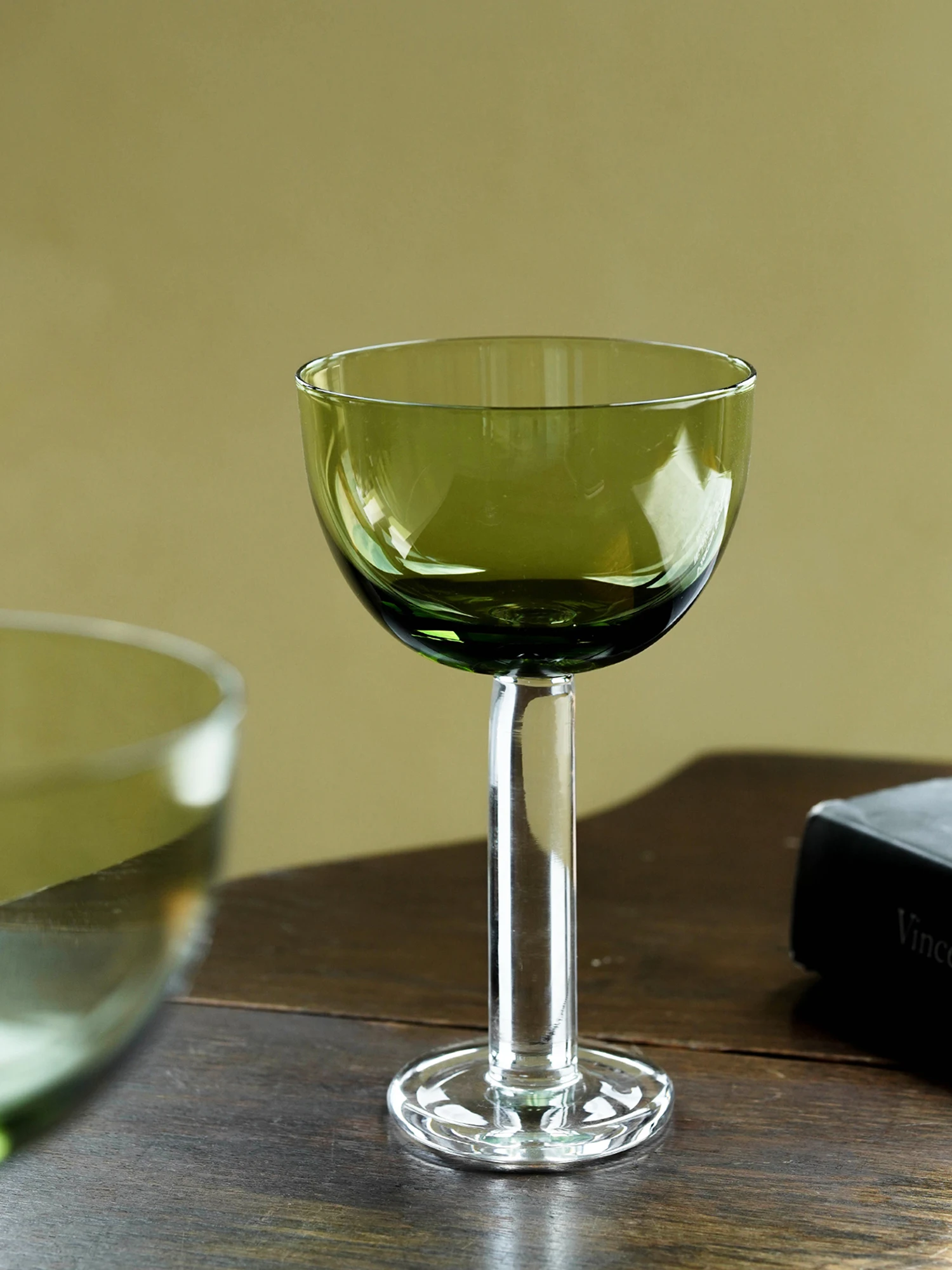 1 Piece 180ml 6oz Thick Stem Green Top Champagne Coupe Creative Cocktail Glasses Cup Wine Cup