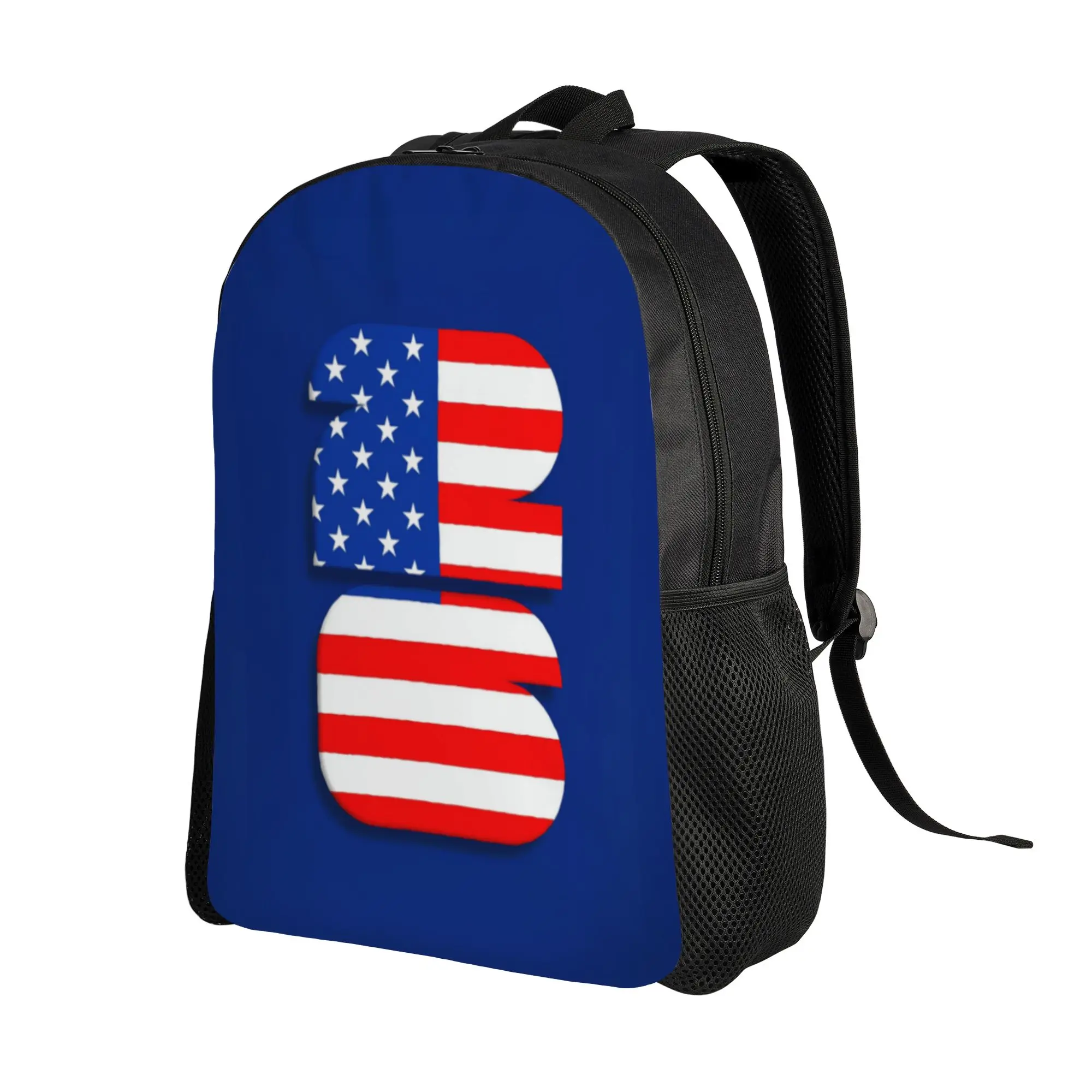College Bag Back to school season United States Stars And Stripes American Filled Curvy Number 26 Sport Print Daily Backpack