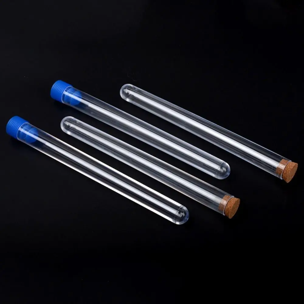 With Screw Cap Plastic Test Tubes Clear Transparent Laboratory Test Tubes Plastic Round Bottom Transparent Test Tubes School Lab