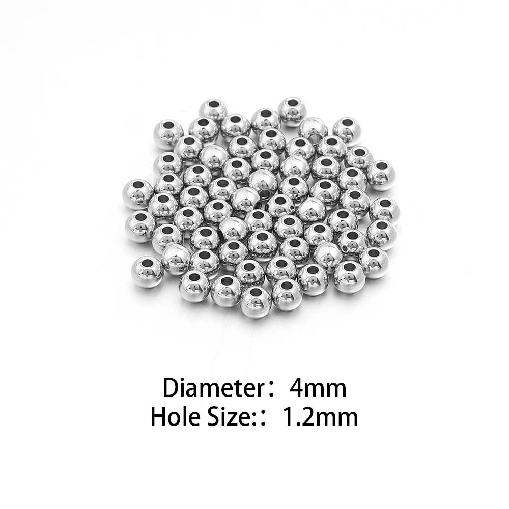 10-100 Stück hochwertige Edelstahlperlen für die Schmuckherstellung, lose Abstandshalter-Rundperlen, DIY-Armband, Halskette, Großhandel, 2-10 mm – Detail 8