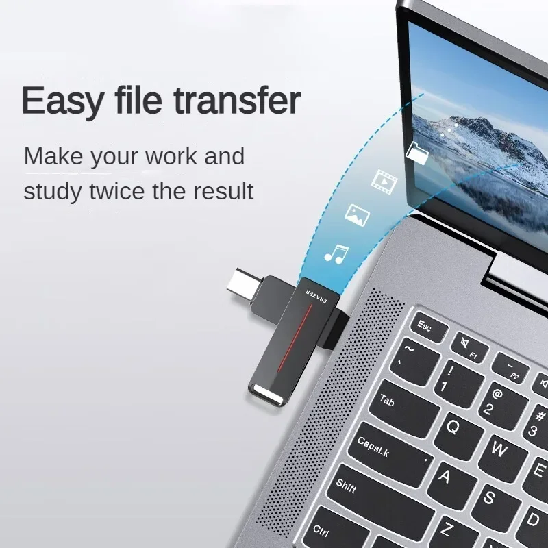 Lenovo 256GB Type-C USB3.2 USB Flash Drive F502 MAX Grey Read Speed 230MB/s 360° Rotary Dual Interface USB Flash Drive