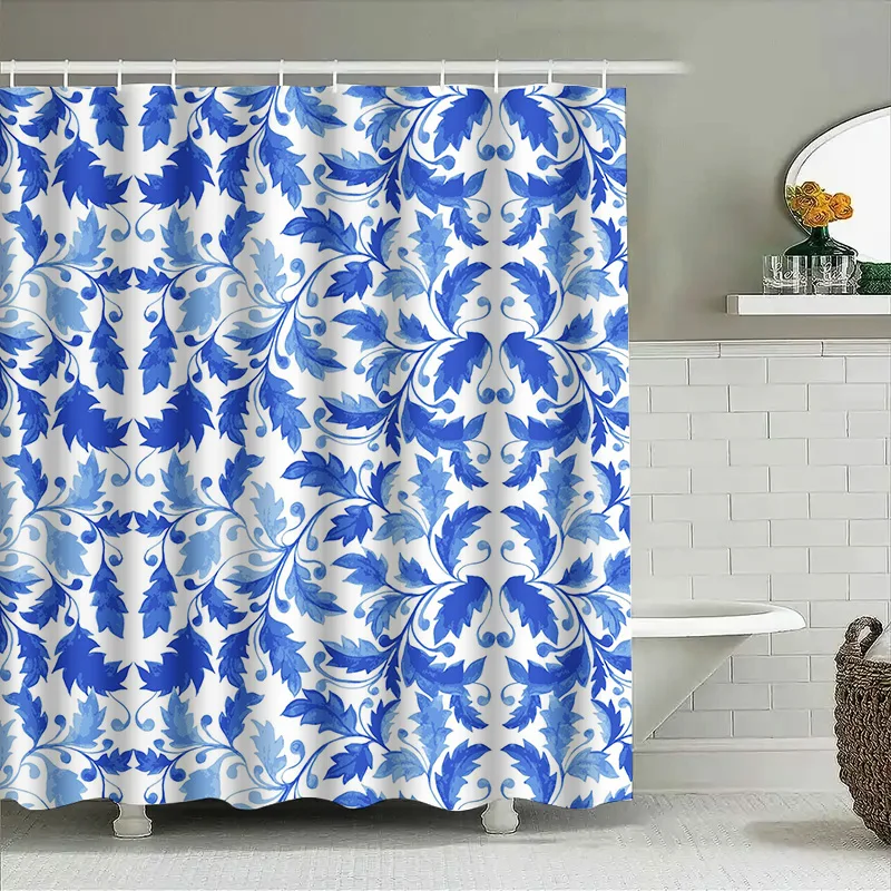 

Занавеска для ванной, ткань, акварель, синий, белый цвет, занавески для душа, домашний декор, современные наборы для душа для ванны, водонепроницаемая моющаяся печать, летучая мышь