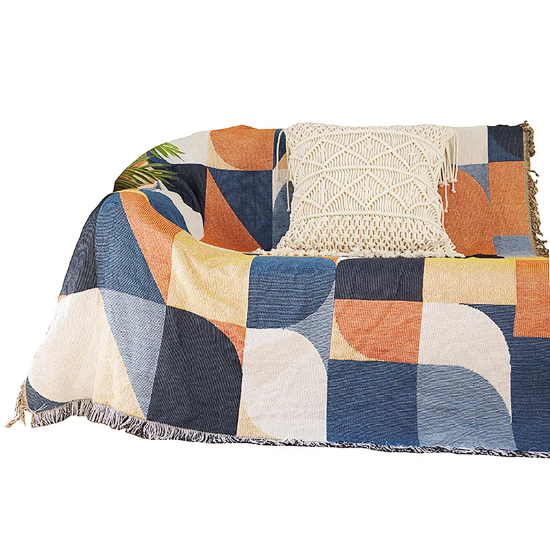 Kantha Bedspread Patchwork Quilt Throw Blanket Boho Double-sided Geometric Bohemian Throw Blanket for Couch Sofa Cover Carpet