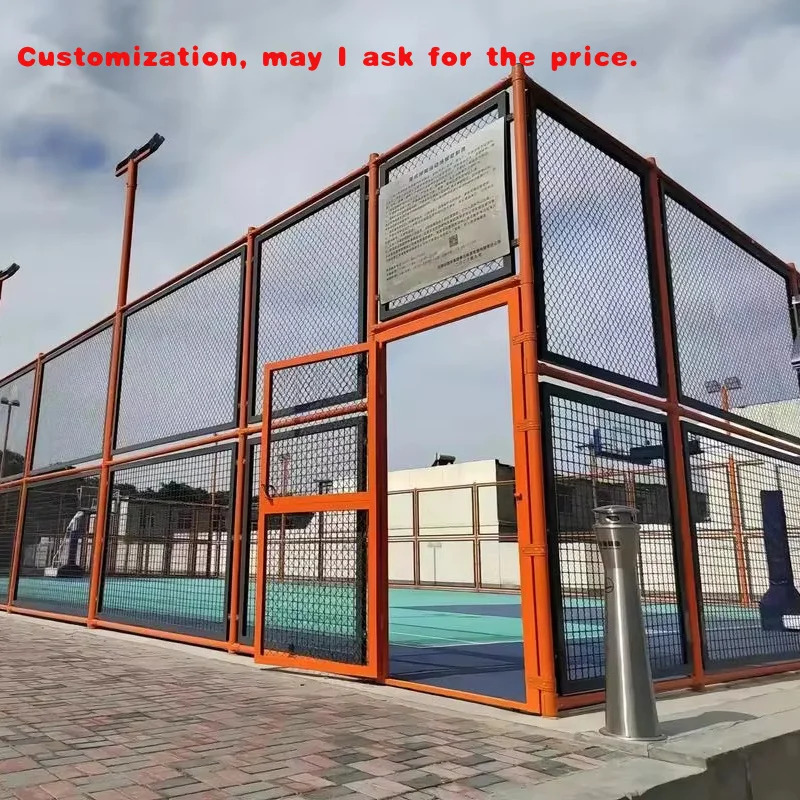 custom.Stadium Fence Basketball Court Barbed Wire Fence and 6-meter-high Stadium Lighting Facilities Sale