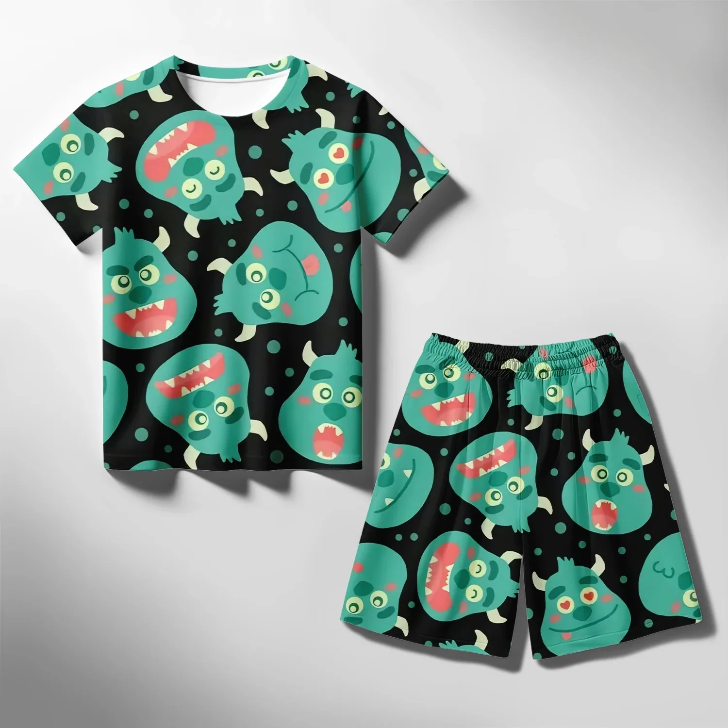 Ragazzi Set a maniche corte t-shirt per bambini estate abbigliamento per bambini stampa 3D Monsters Inc Disney Miniso Fashion Girl Party