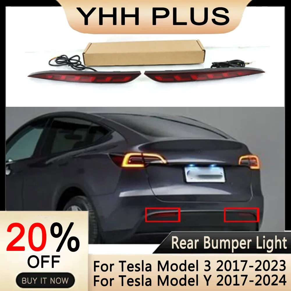 

ModelY LED Rear Fog Lamps Brake Lights ModelY 2024 Turn Light Reflectors For Tesla Model 3/Y 2016-2023 Accessories Exterior Part