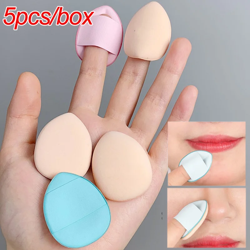 5PCS Finger Shape Cosmetic Puff Wet Dry Use Air Cushion Concealer Highlighter Blush Foundation Powder Face Makeup Sponge Puff