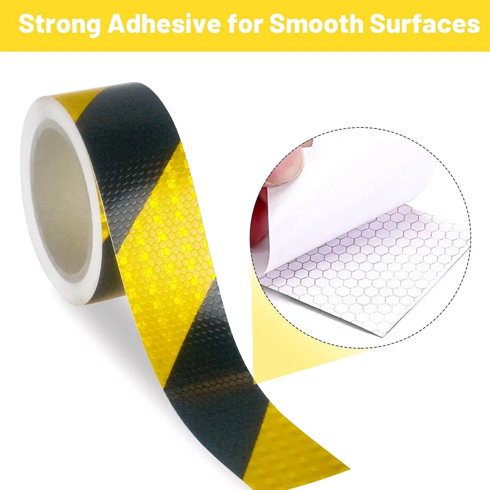 Yellow Black Twill Reflective Tape 5cm*25m Car-Styling Truck Vehicle Sticker Safety Self-Adhesive Waterproof High Reflector Film