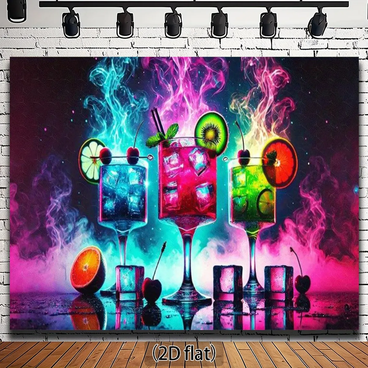 Cocktail Tapestry - Neon Drinks with Fruit Slices, Psychedelic Party Wall Art, Colorful Bar Decor, Polyester, Multiple Sizes