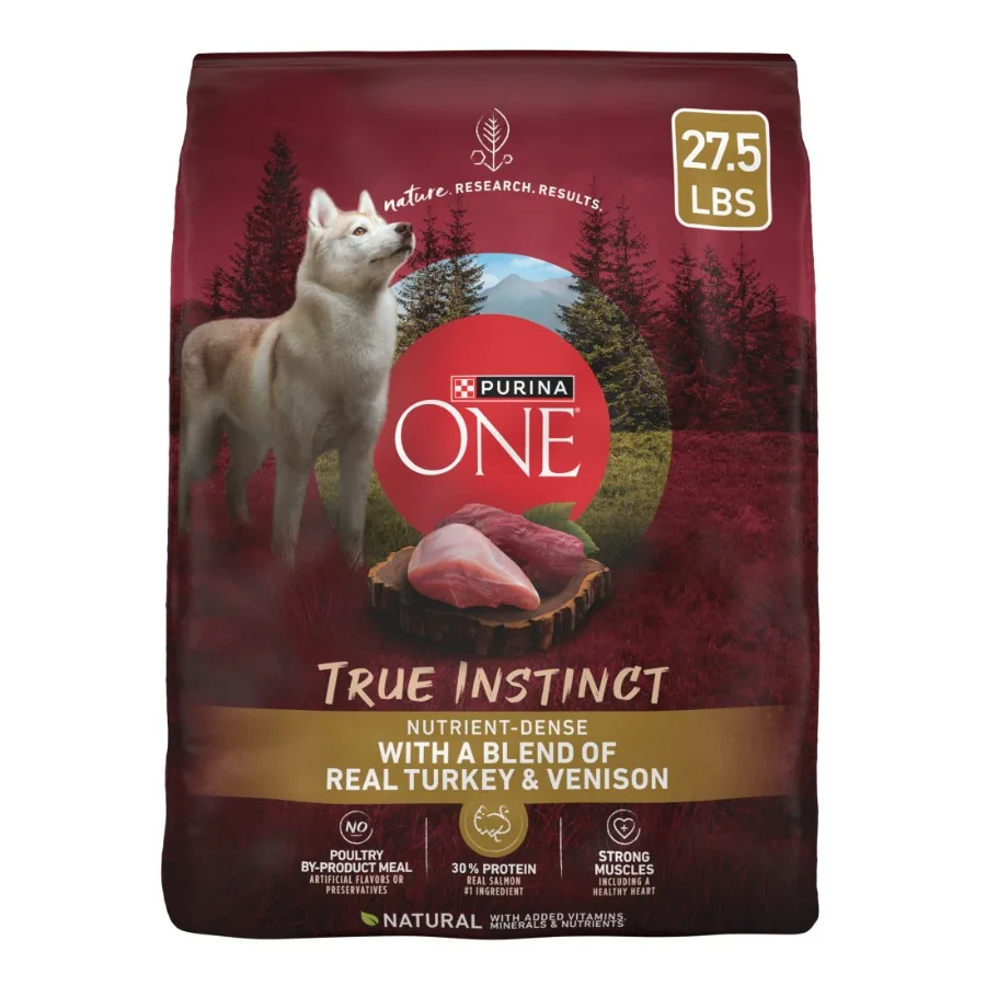 True Instinct Dry Dog Food for Adult Dogs High Protein Real Turkey Venison Recipe Ideal for Active Lifestyle and Sensitive Stom