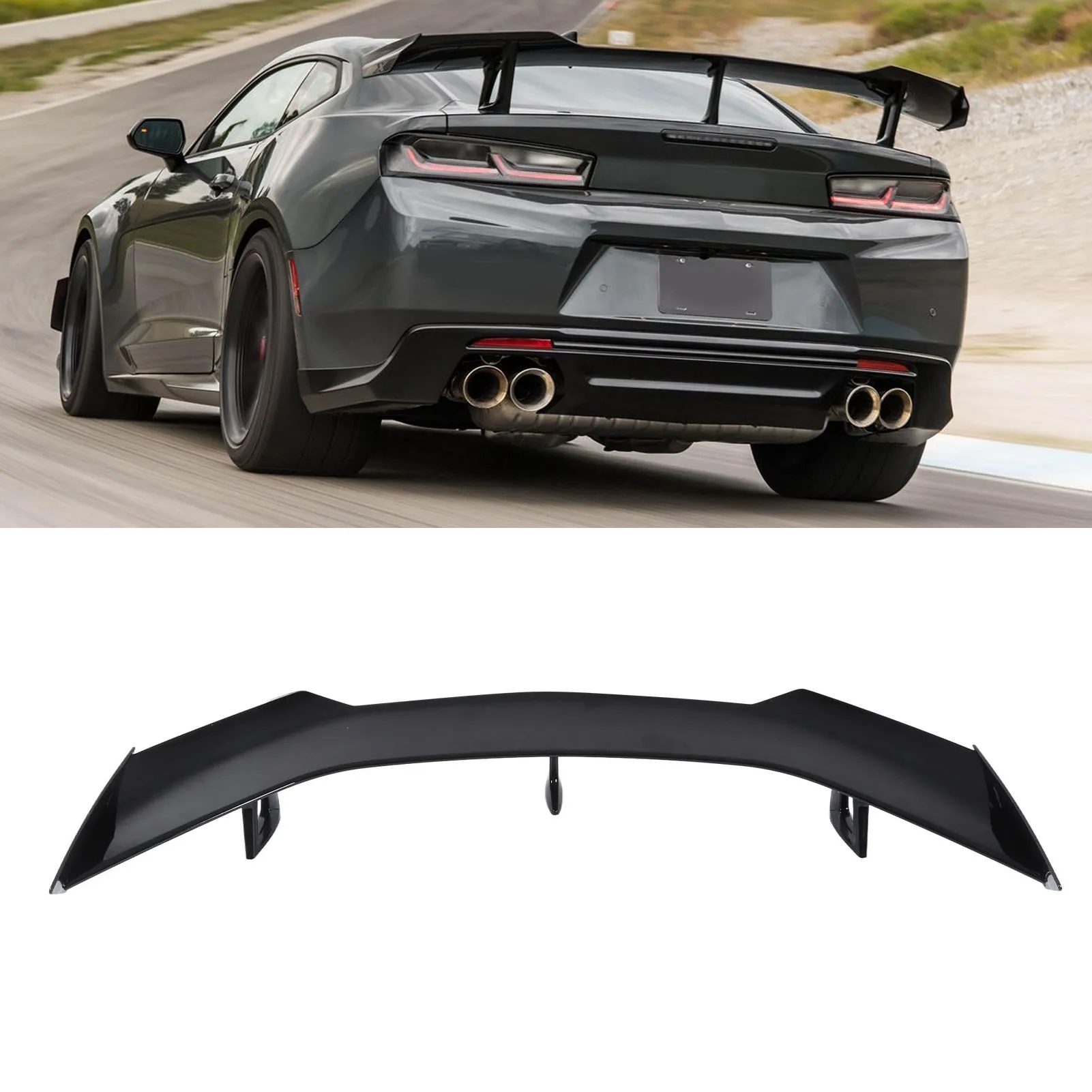 Gloss Black Rear Trunk Spoiler Lip GT Style Car Adaptations Replacement for Chevy Camaro ZL1 1LE 2016 2017 2018 2019 2020 2021