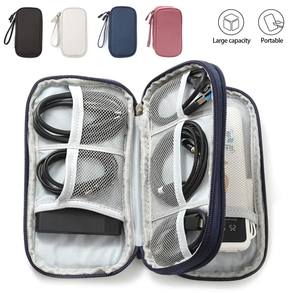 Travel Organizer Electronics Accessories Organizer Portable Waterproof Double Layers Storage for Cable Hard Disk Power Bank