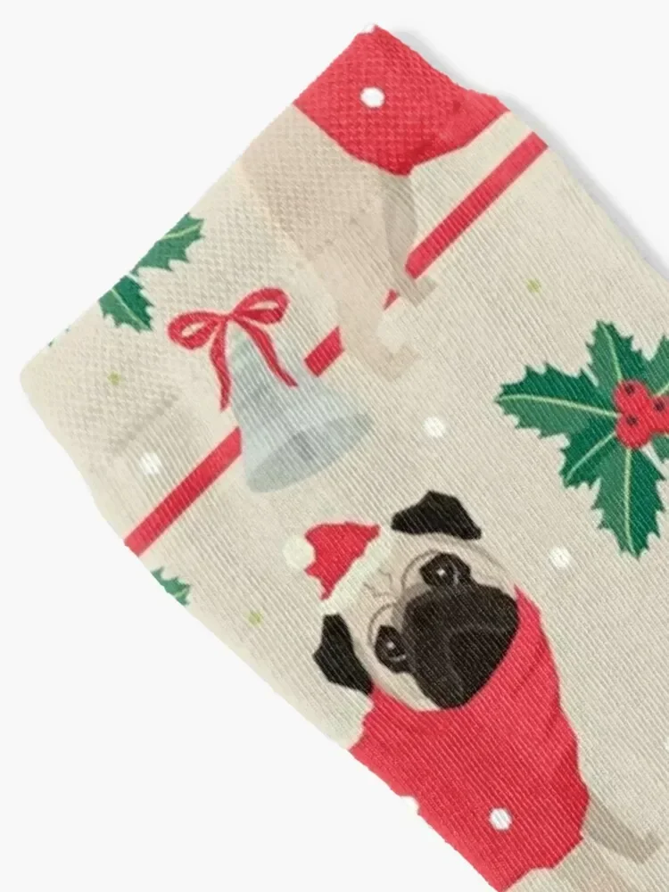 Christmas pattern of pug dog dressed as Santa Claus Socks luxe gifts Socks For Man Women's