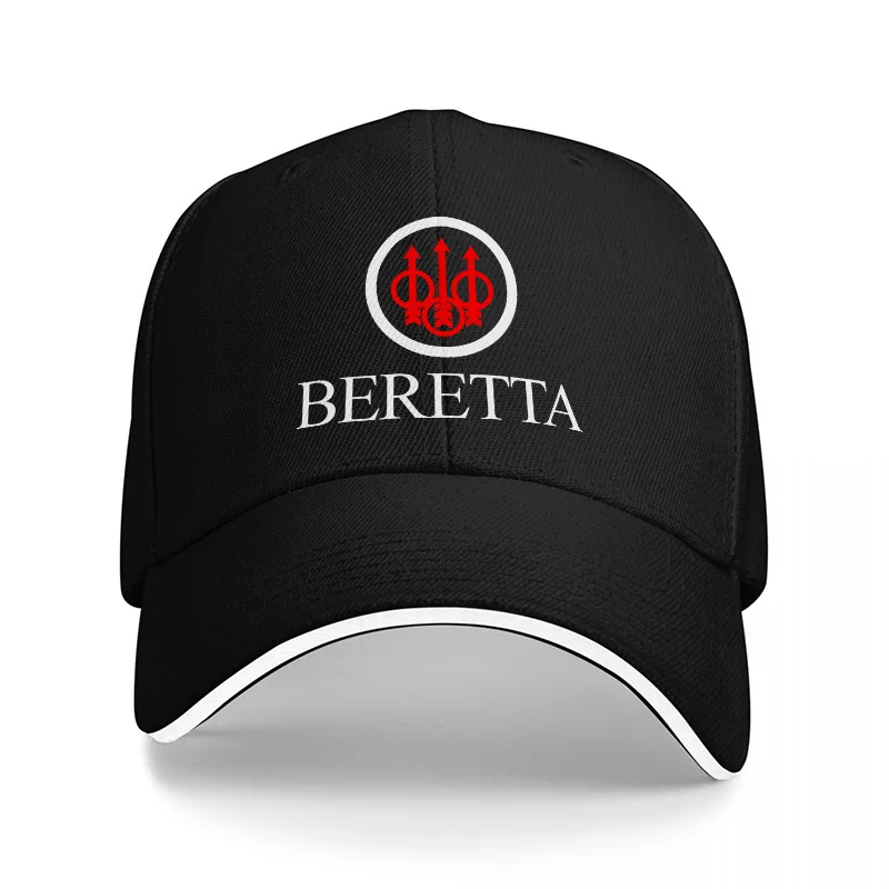 Gorra de Béisbol Bordada con el Logotipo de BERETTA, Negra con Diseño Rojo y Blanco, Corte Clásico para Uso Casual y al Aire Libre