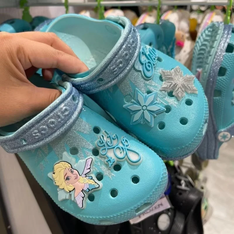 

Princess Elsa Kids Girls Hole Shoes Cartoon Cute Little Clog Parent-Child Anti Frozen Beach Shoes Sandals Gift