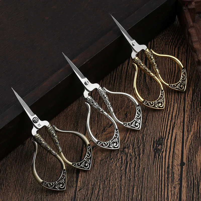 1PC Stainless Steel Vintage Scissors Sewing Fabric Cutter Embroidery Scissors Tailor Scissor Thread Scissor Tools