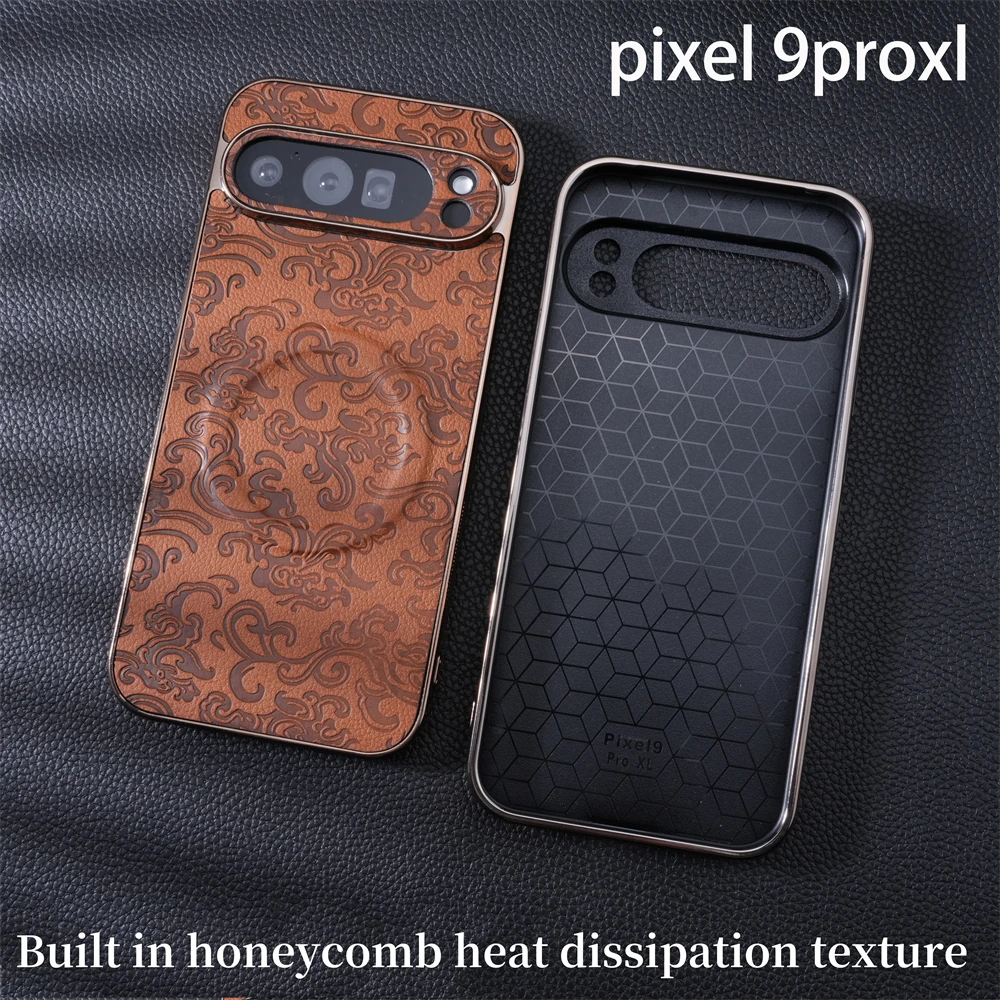 حافظة هاتف جلدية فاخرة بنمط الملمس المتقدم من FLS لهاتف Google Pixel 9 Pro 9 Pro XL غطاء حماية مطلي لهاتف Pixel 8 8A 8 Pro