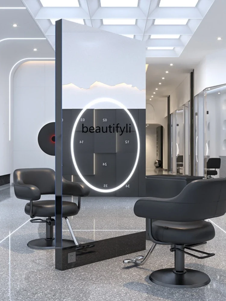 lt Barber Shop Dressing Table Beauty Salon Floor Double Mirror Wall-Mounted Hair Salon Perm Dyeing Area Mirror