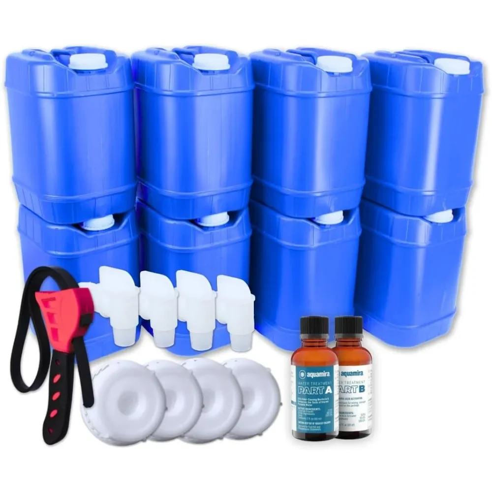 

5-Gallon Stackable Water Storage Containers, Water Treatment,5 Gallons Each w/Lids + Spigot, Easy Fill, Survial Supply Emergency