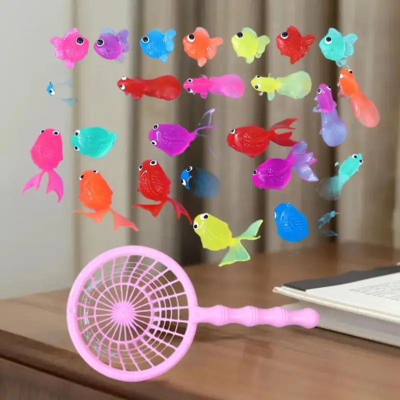 [E] 1 Set Toddlers Bathing Shower Gifts Kawaii Simulation Rubber Goldfish Baby Bath Water Play Games Toys For Kids