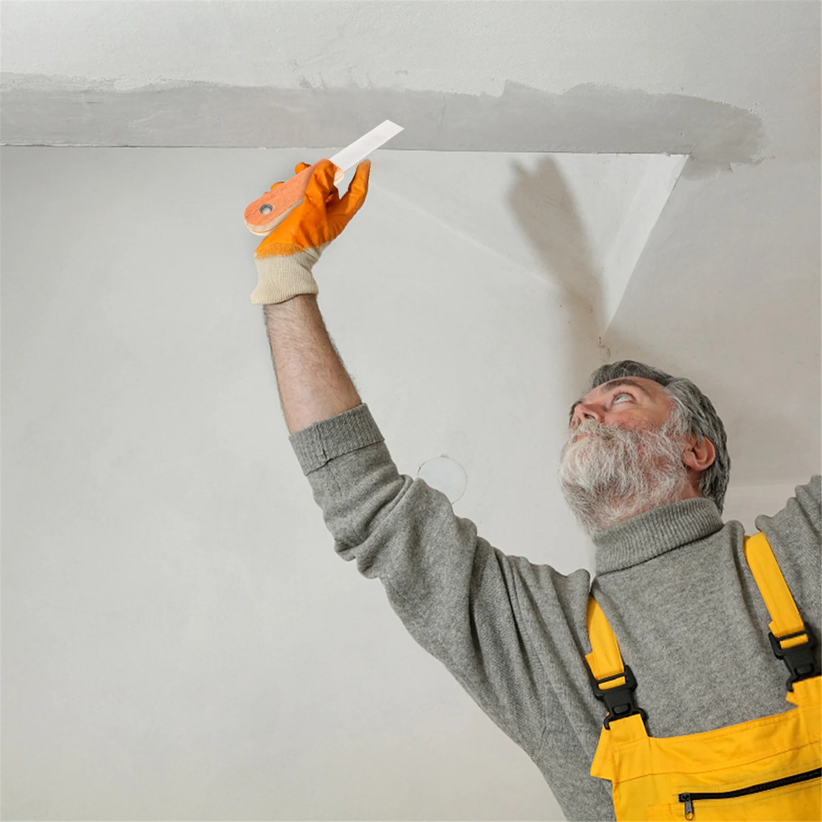 10 قطعة سكين الزيت الرمادي المعجون القاطع شفرة فولاذية الكربون مقبض الخشب لإصلاح الجدار الغراء إزالة مكشطة أداة الحوائط الجافة #6