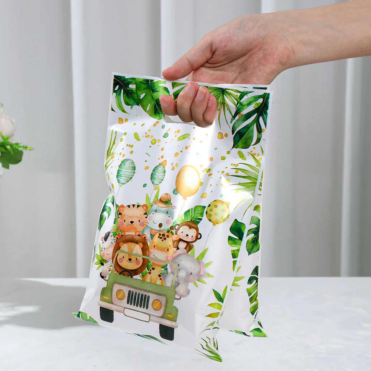 Jungle Animals Party Candy Gift Bags Biscuit Packing Bag Wild One Gift Bag for Guest Kids Birthday Party Supplies Baby Shower ﻿