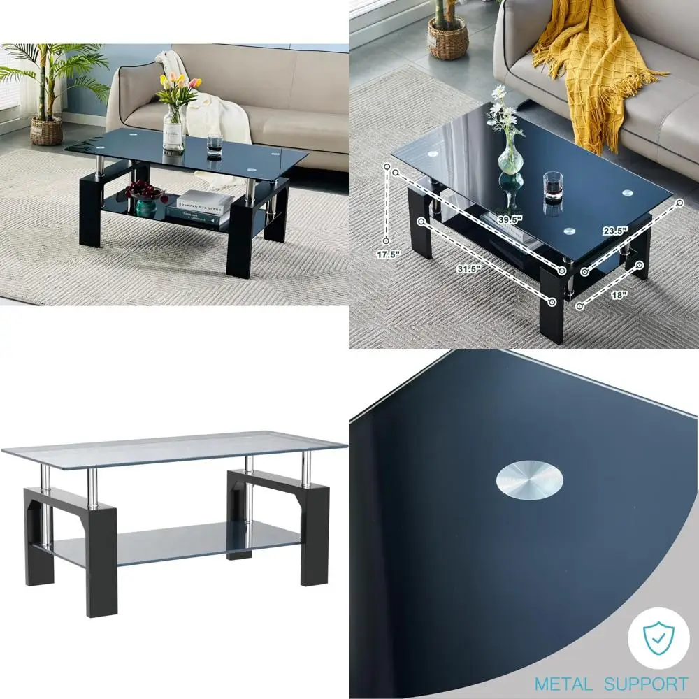 โต๊ะกาแฟทรงสี่เหลี่ยมทันสมัยพร้อมขาไม้ เหมาะสำหรับห้องนั่งเล่นและพื้นที่รอคอย ท็อปกระจก เหมาะสำหรับสไตล์ร่วมสมัย