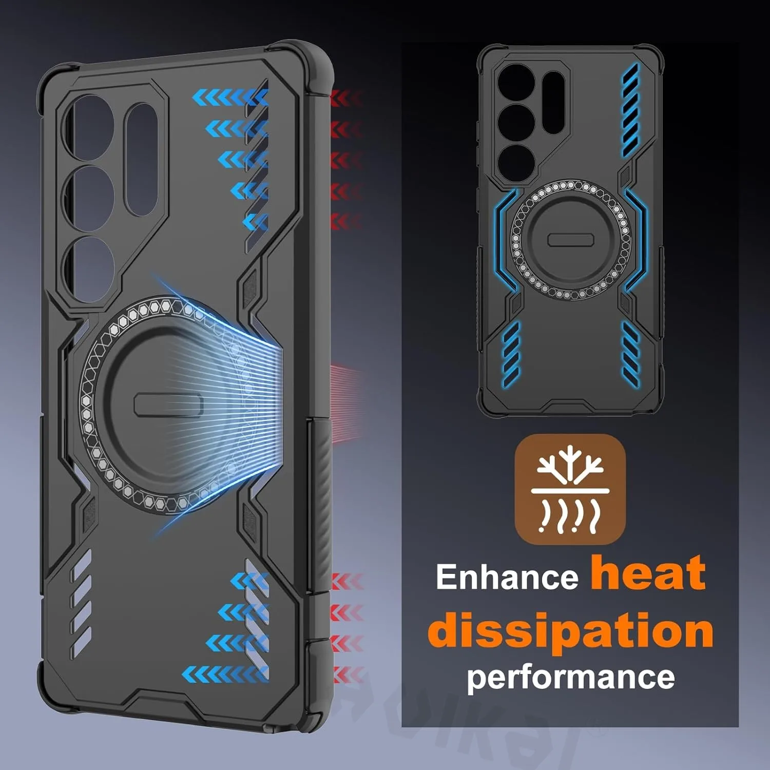 Etui na Samsung S25 Ultra S24 S25 FE A56 A17, magnetyczne, odprowadzające ciepło, o stopniu wojskowym, antypoślizgowe, z ochroną obiektywu aparatu przed upadkiem. — zdjęcie produktu 3