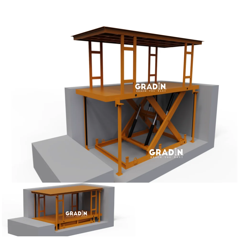 Storage Underground Hydraulic Scissor Car Parking Lift with Roof