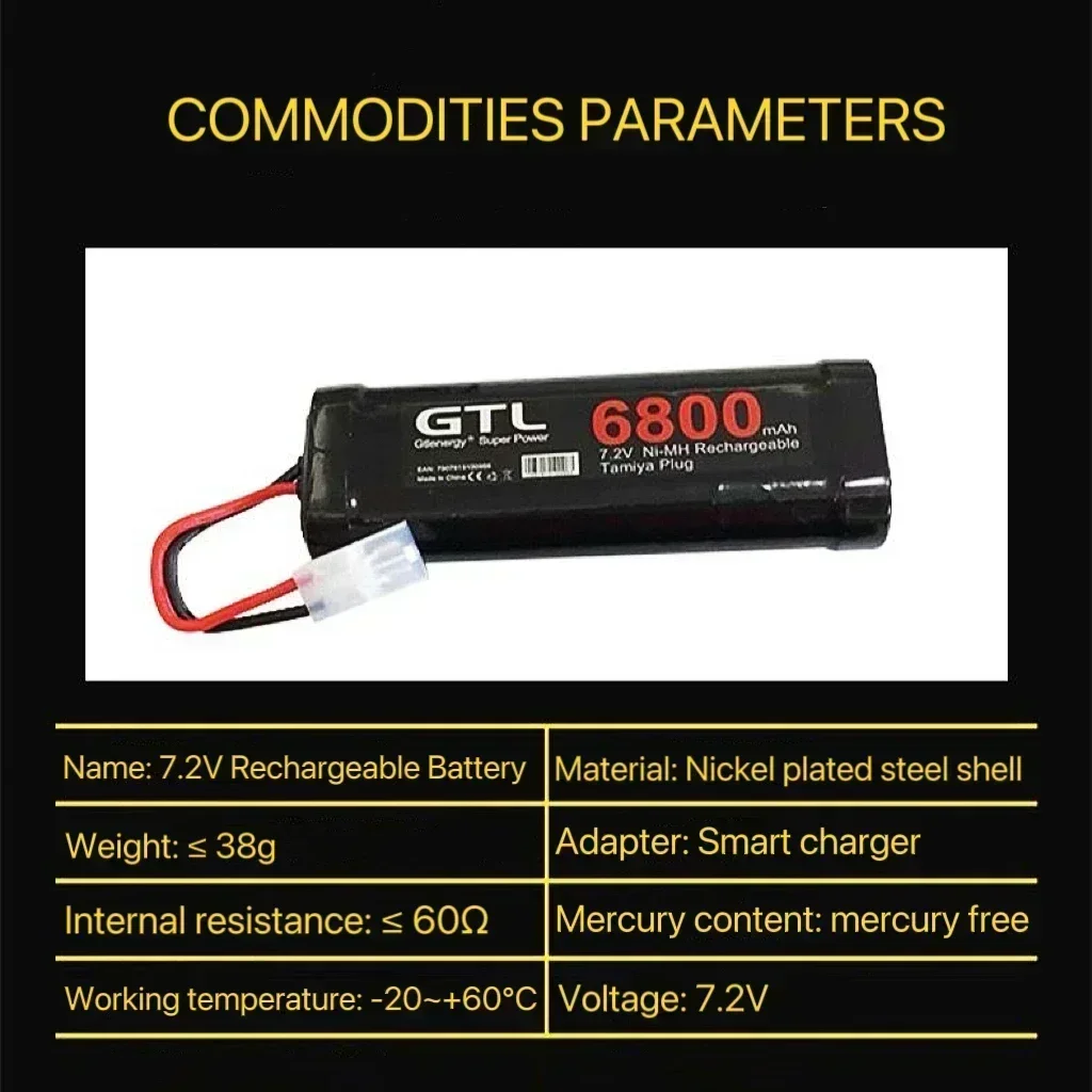 100% New 7.2V Battery 6800mAh NiMH Batteries Pack For RC Car Truck Buggy Boat Tank Ni-Mh Baterias gray supper power