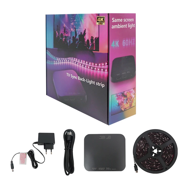 STTL Smart LED TV Backlight Kits 4K UHD 60HZ HDMI 2.0 Sync Box 2.8m RGBIC Waterproof 30LEDs/m Light Strip for 40-50 Inch TVs
