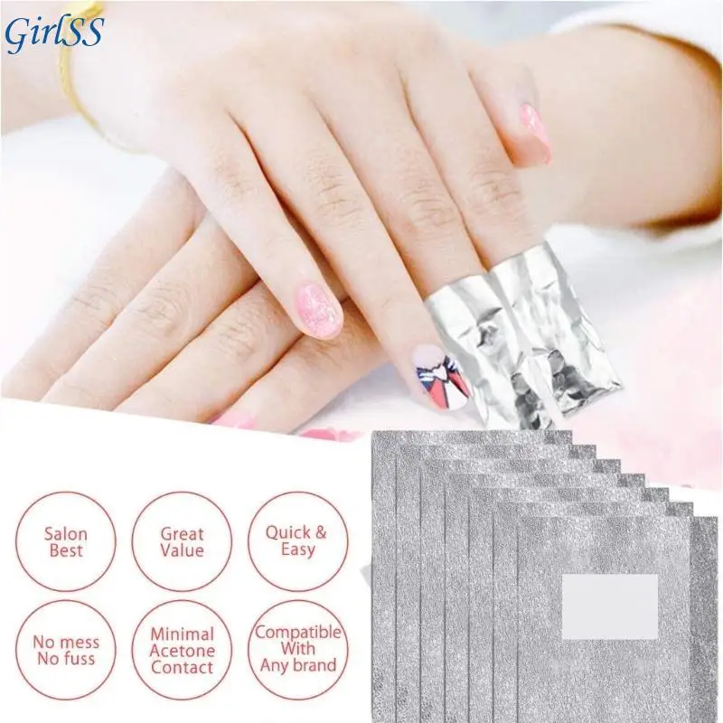 100 Uds. Quitaesmalte uñas Gel rápido y eficiente envolturas papel aluminio para uñas almohadillas algodón para