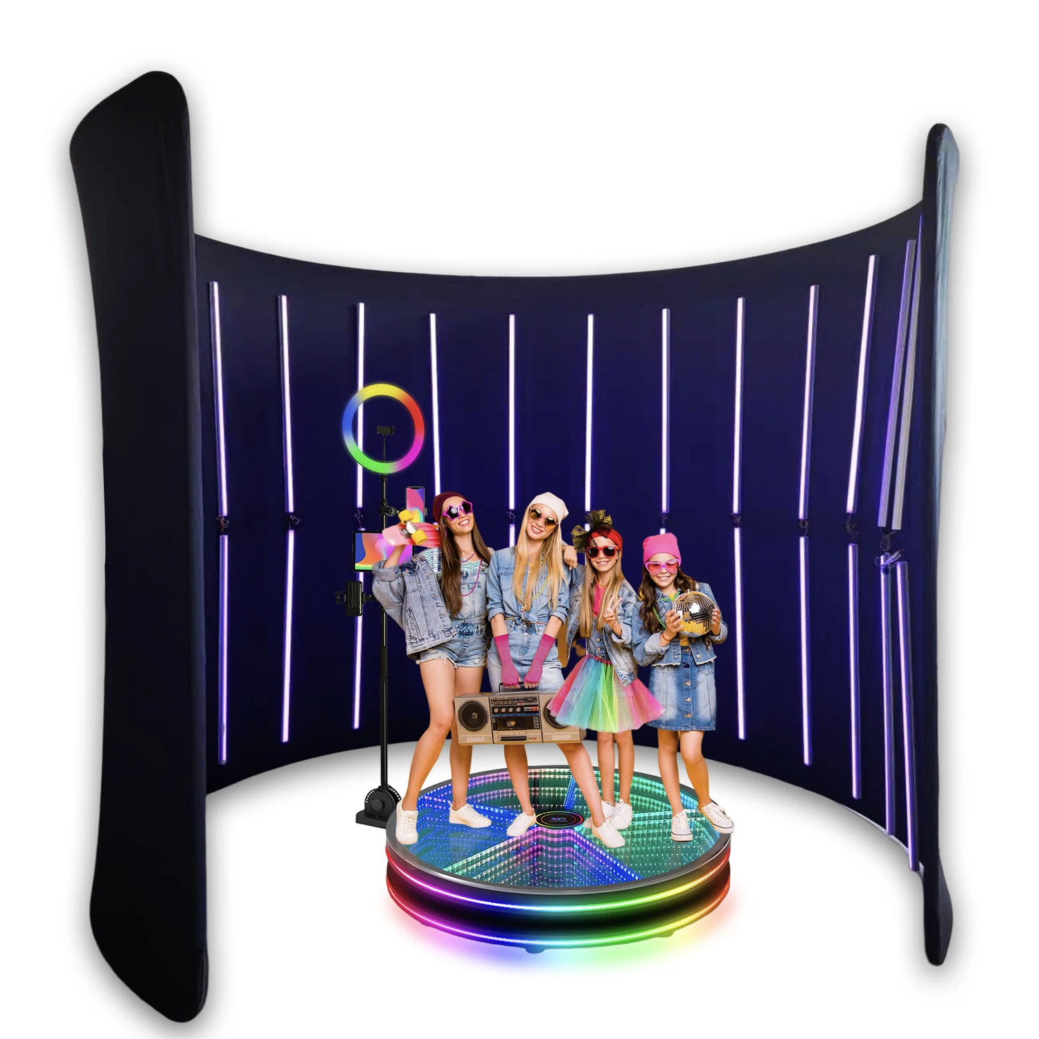 Black Camera Video Photostudio Grand 360 Enclosure Backdrop Photobooth Green Screen Stand Circle Round Backdrop Customized