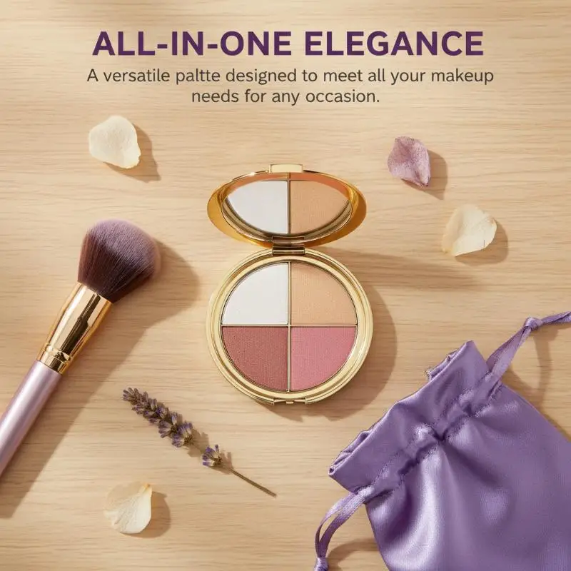 Highlighter Eyeshadow Blush Palette All In One Face Makeup Compact Multi Skin Tone Suitable for Outdoor and Work MakeupHot