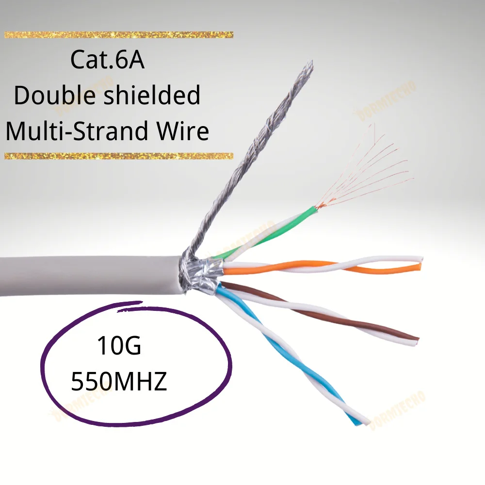 High Quality&Durable 100/305M Cat6A Patch Cord Ethernet Lan Cables 10G RJ45 SFTP Twisted Pair Double Shielded Multi-Strand Wire