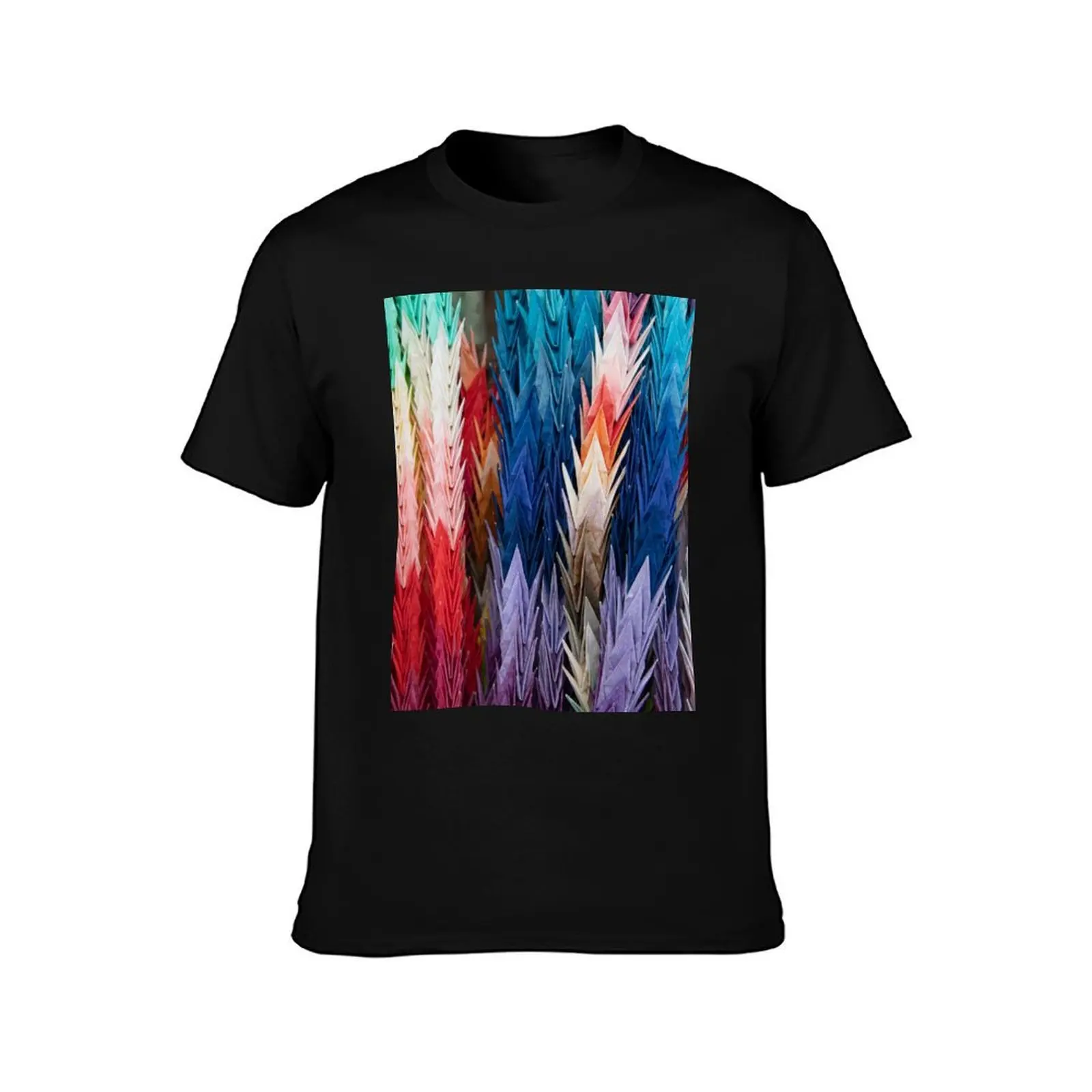 Japanese Origami Colorful Paper Cranes T-Shirt vintage t shirts korean fashion graphic t shirts cute tops shirts men