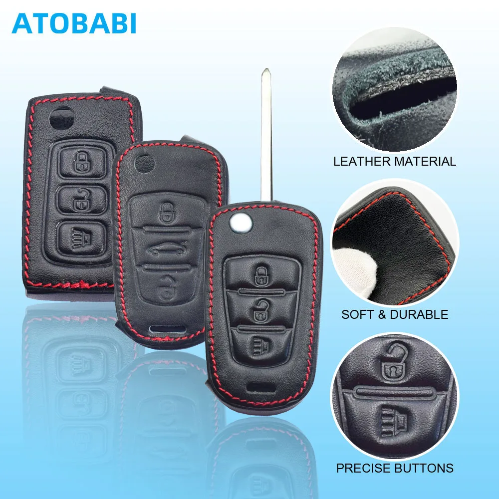 Leather Car Key Cases For Great Wall Haval Hover H1 H3 H6 H2 H5 C50 C30 C20R M4 3 Buttons Folding Keychain Remote Control Cover