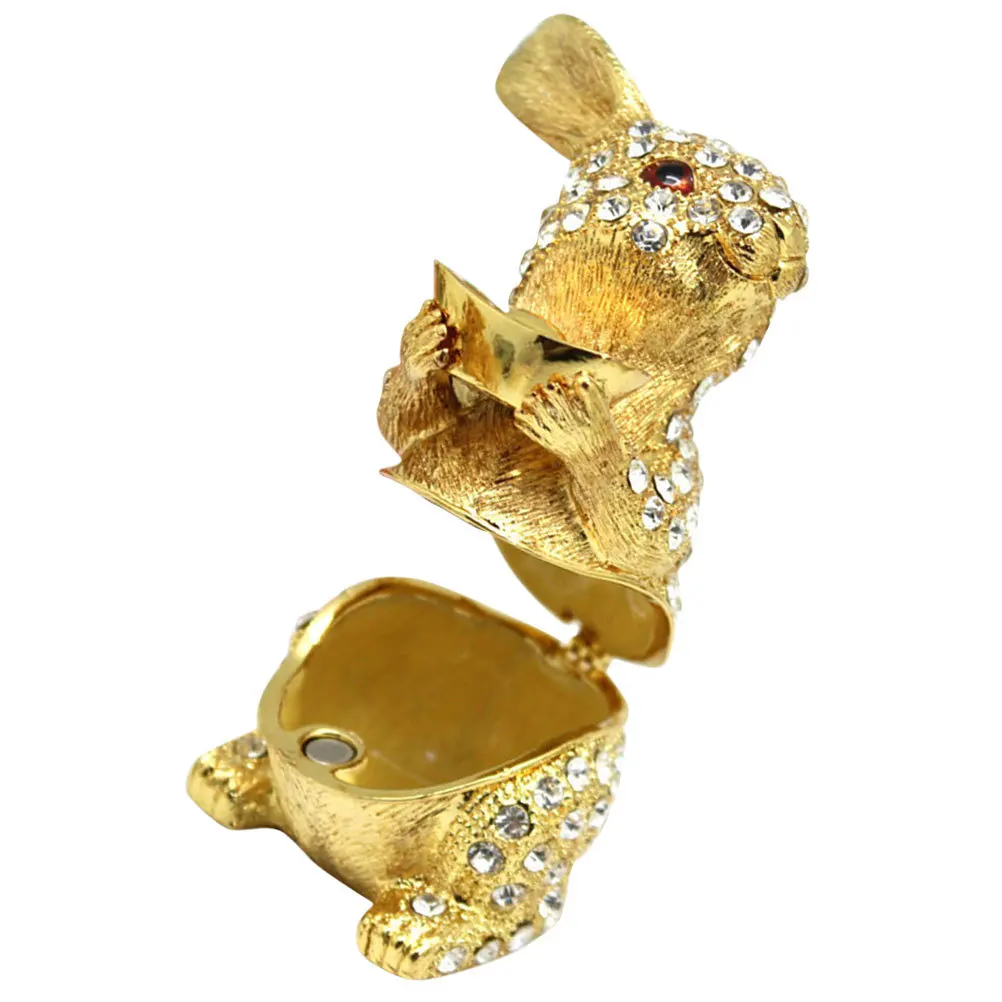 Exquisite Alloy Rabbit Jewelry Box Ring Earrings Storage Case Jewelry Organizer Dresser Decor Ring Mini Box Earrings Container