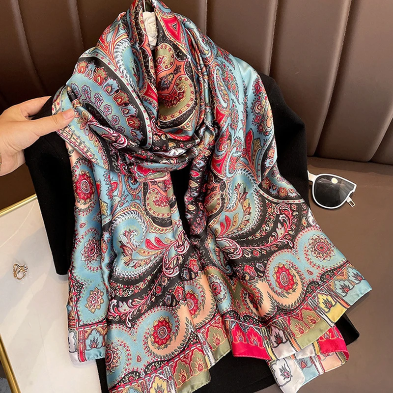 Spring Scarf Women's Luxury Design Scarf Silk Smooth Scarf Soft Muslim Headband Shawl Beach 85x180cm