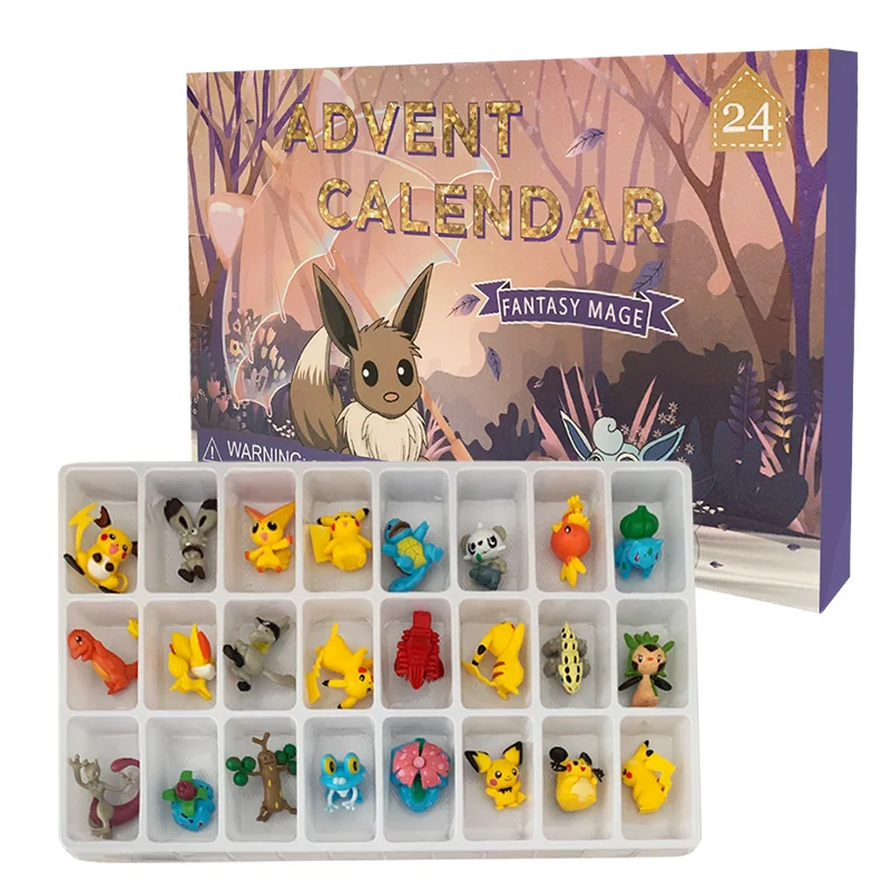 Eevee Pokemon Advent Calendar Box 2025 Merry Christmas small big large Pikachu action Figure kids Child Toy Xmas Gift 24pcs doll