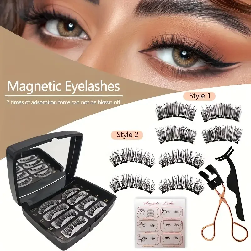 Easy-to-Apply Magnetic False Eyelashes Set:Reusable,No Glue Required-Natural Curl and Volume, Comfortable and Safe for Beginners