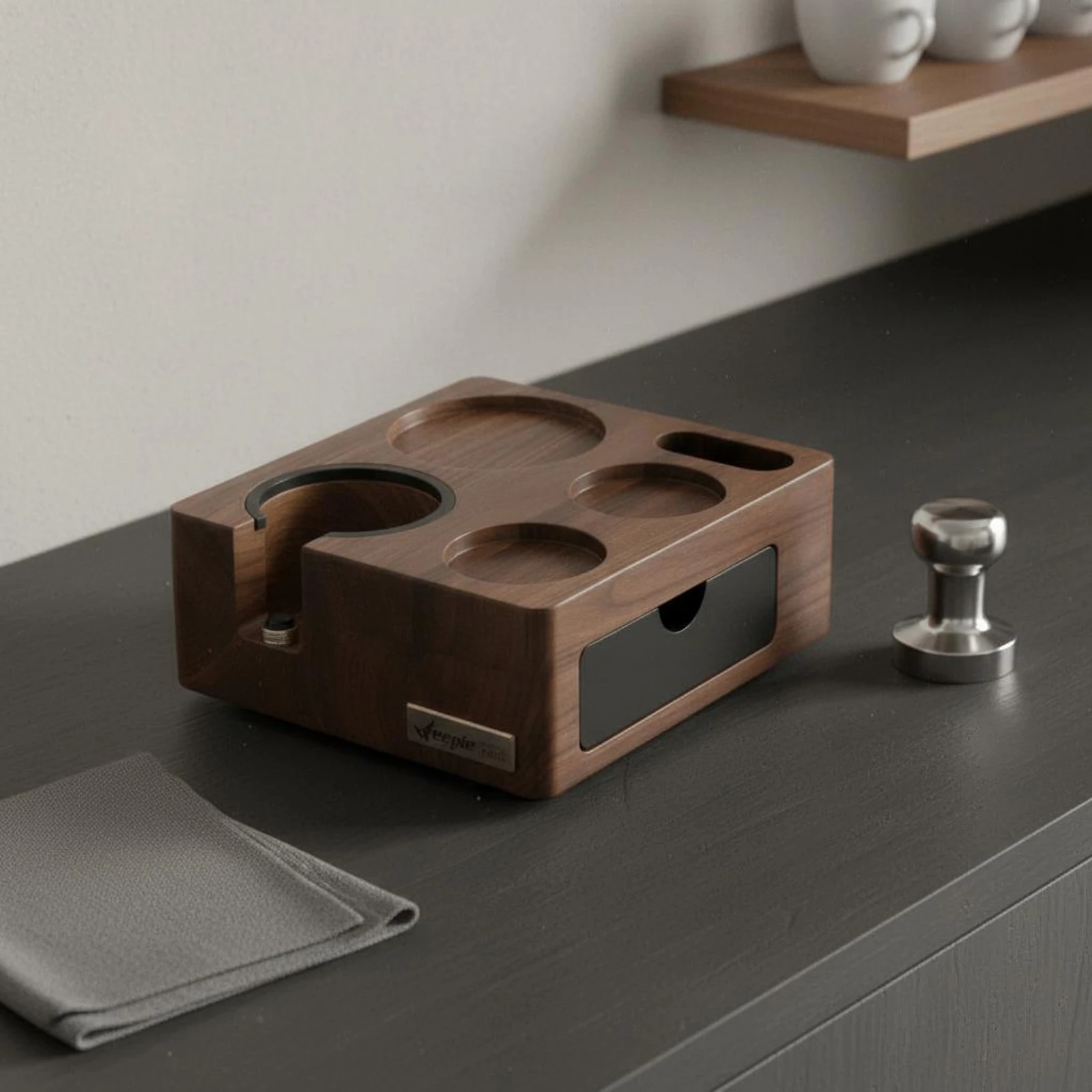 Coffee Professional Tool Storage Base Multi-Functional Espresso Tamping Block Portafilter and Tamper Stand Space-Saving Design