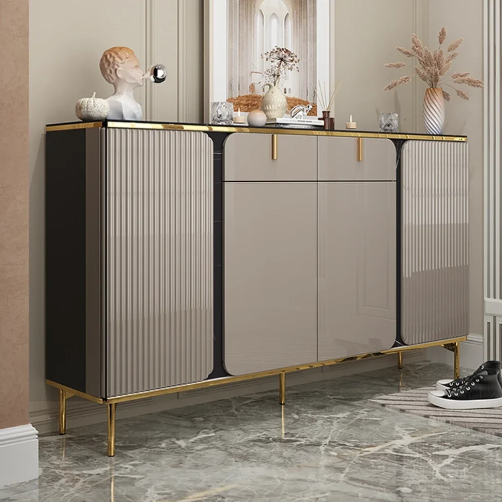 

Современный светлый роскошный каменный шкаф для обуви, домашний дверной проем, встроенный настенный входной шкаф