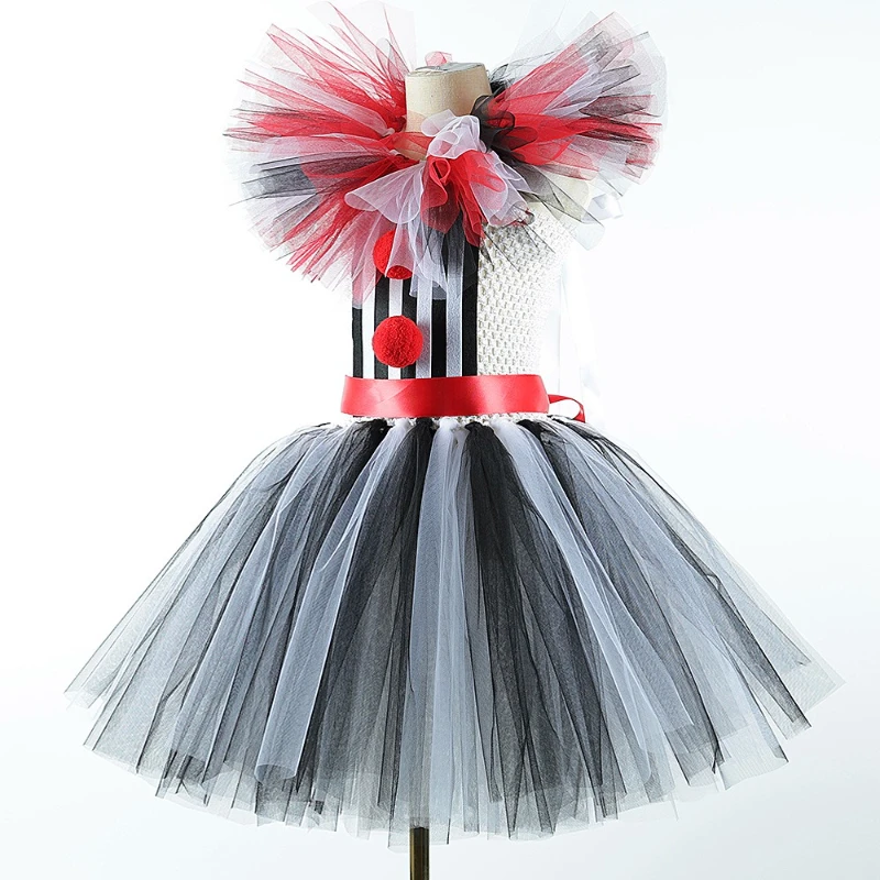 Kids for Halloween Art The Clown Costume Carnival Party Fancy Tutu Dress Girls Scary Striped Killer Clown Terrifier Costumes Set