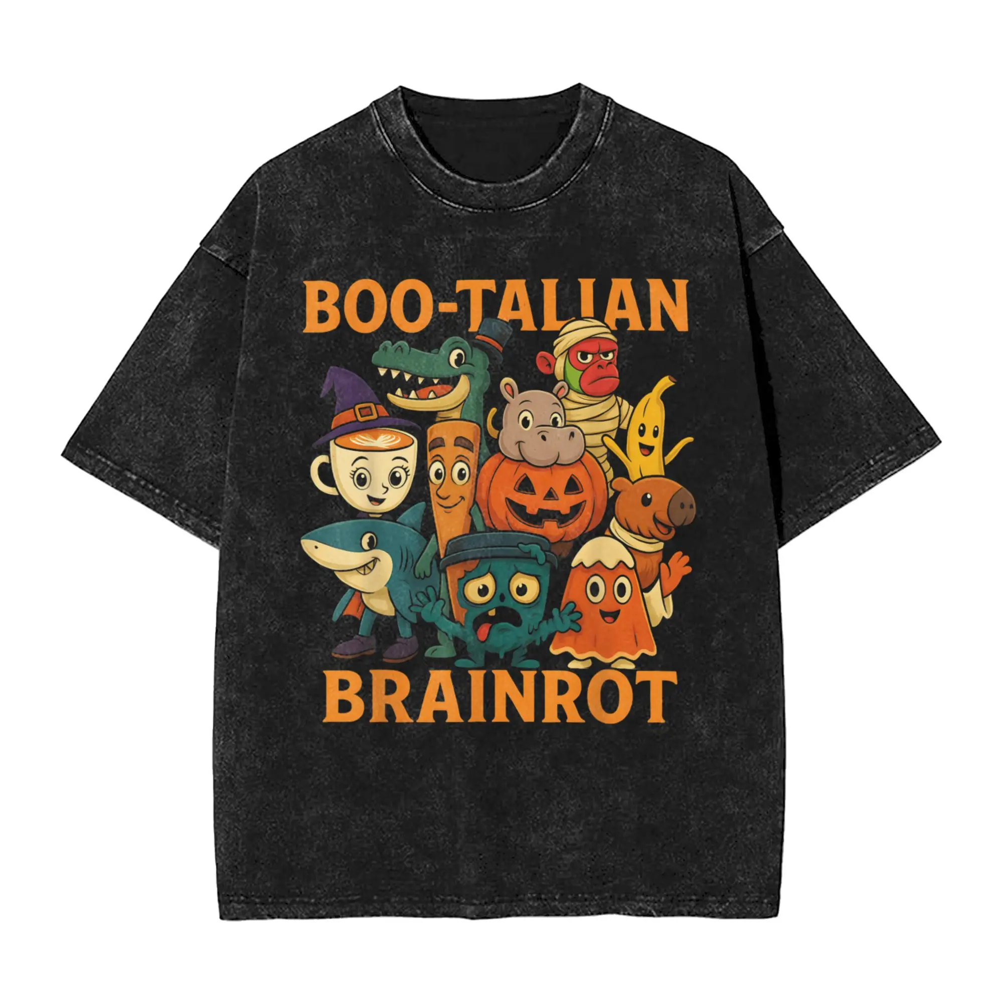 شخصيات Brainrot الإيطالية تي شيرت الهالوين Harajuku تي شيرت قصير الأكمام Y2K ريترو التي شيرت الصيف س الرقبة حجم كبير تي شيرت