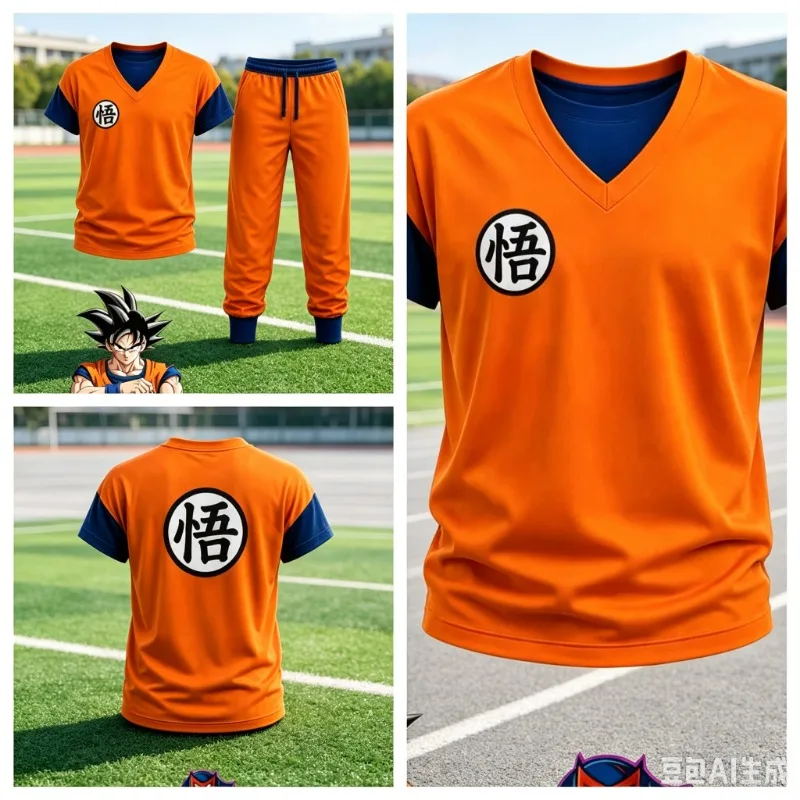 New Dragon Ball Son Goku Cosplay 3D T-Shirt And Pants Set Men And Women Casual Sports Set, Oversized Quick Drying Training Set