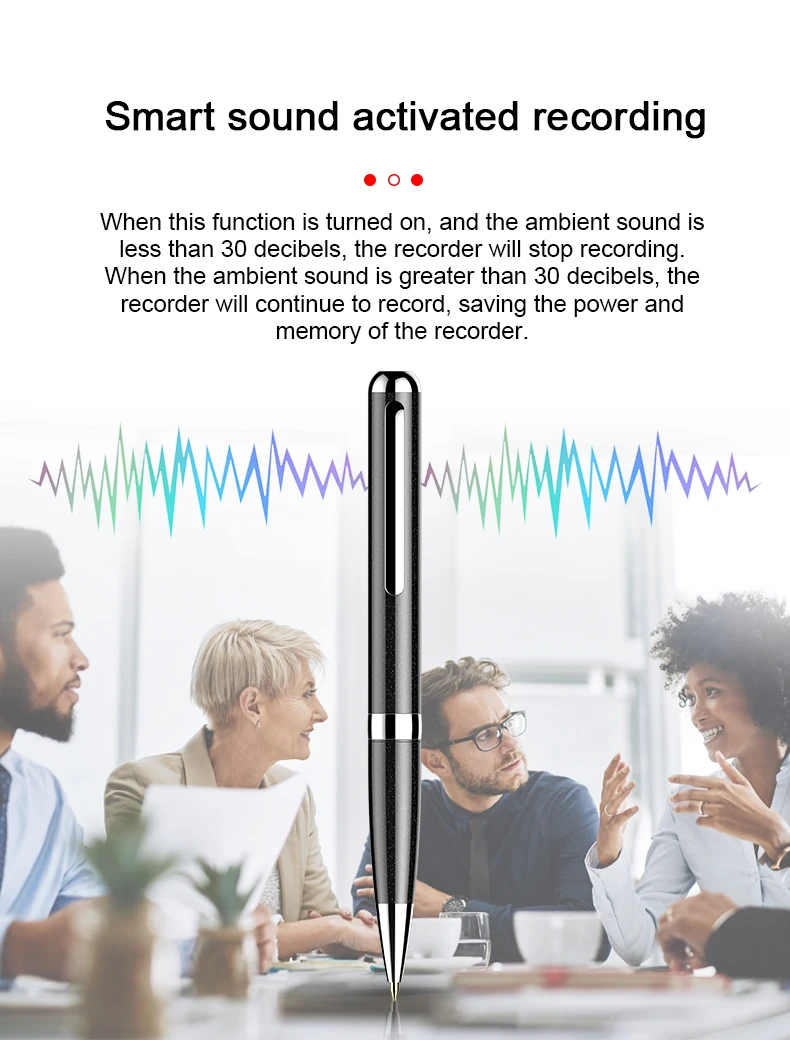 versteckt Spion Mini Voice Recorder Stift Digitale Aufnahme Hören Gerät Sound Professionelle Diktiergerät Audio Micro Kleine MP3 Player Silber – Detail 6