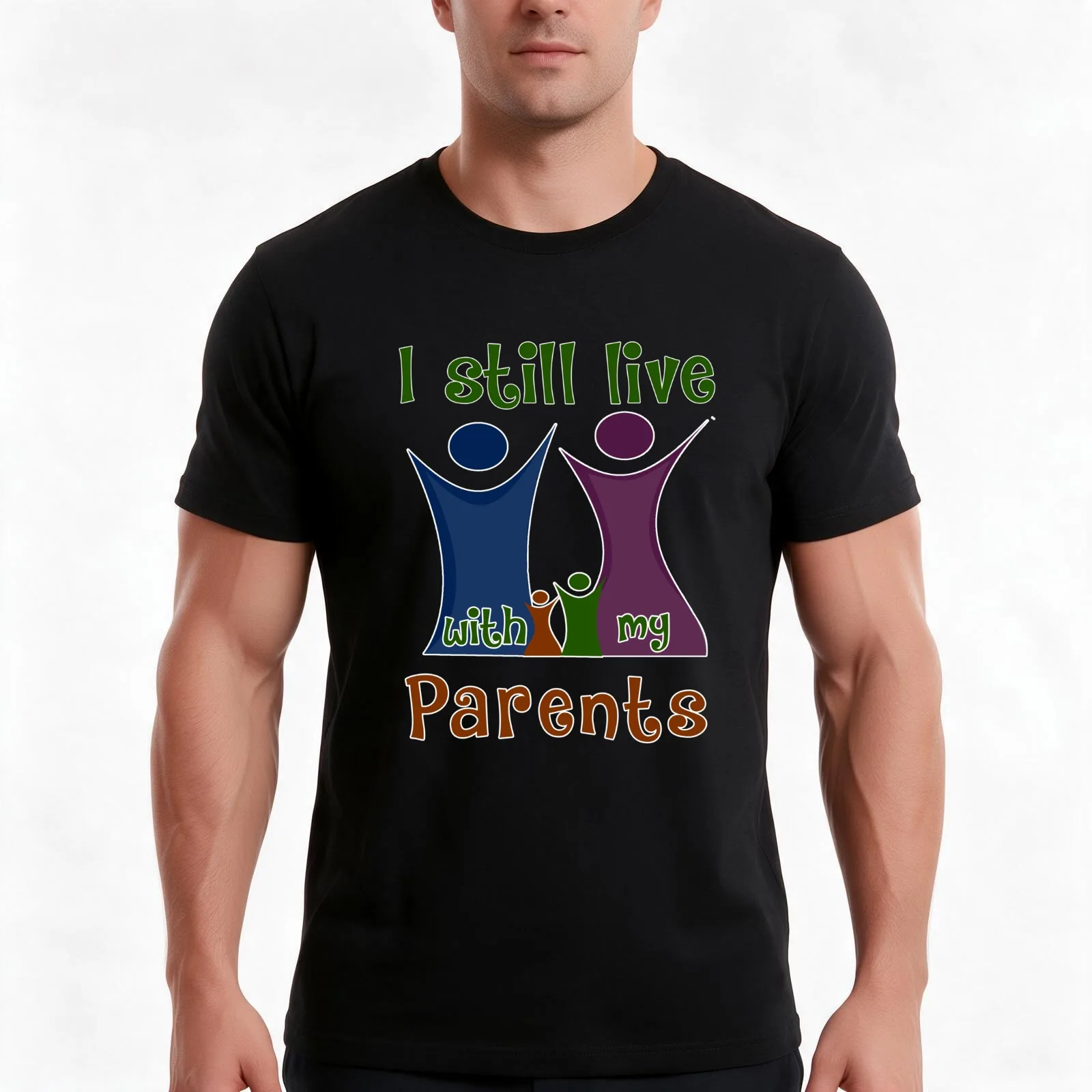 I Still Live With My Parents T-Shirt, Summer Casual Cotton Tee, Oversized Streetwear Tops, Vintage Graphic Print, 100% Cotton